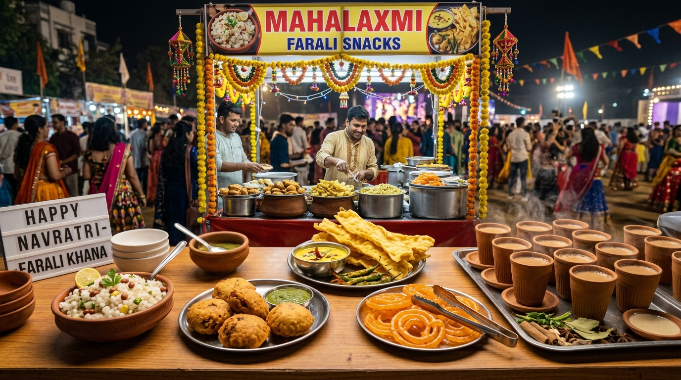 Traditional Gujarati Navratri Farali food spread in Ahmedabad