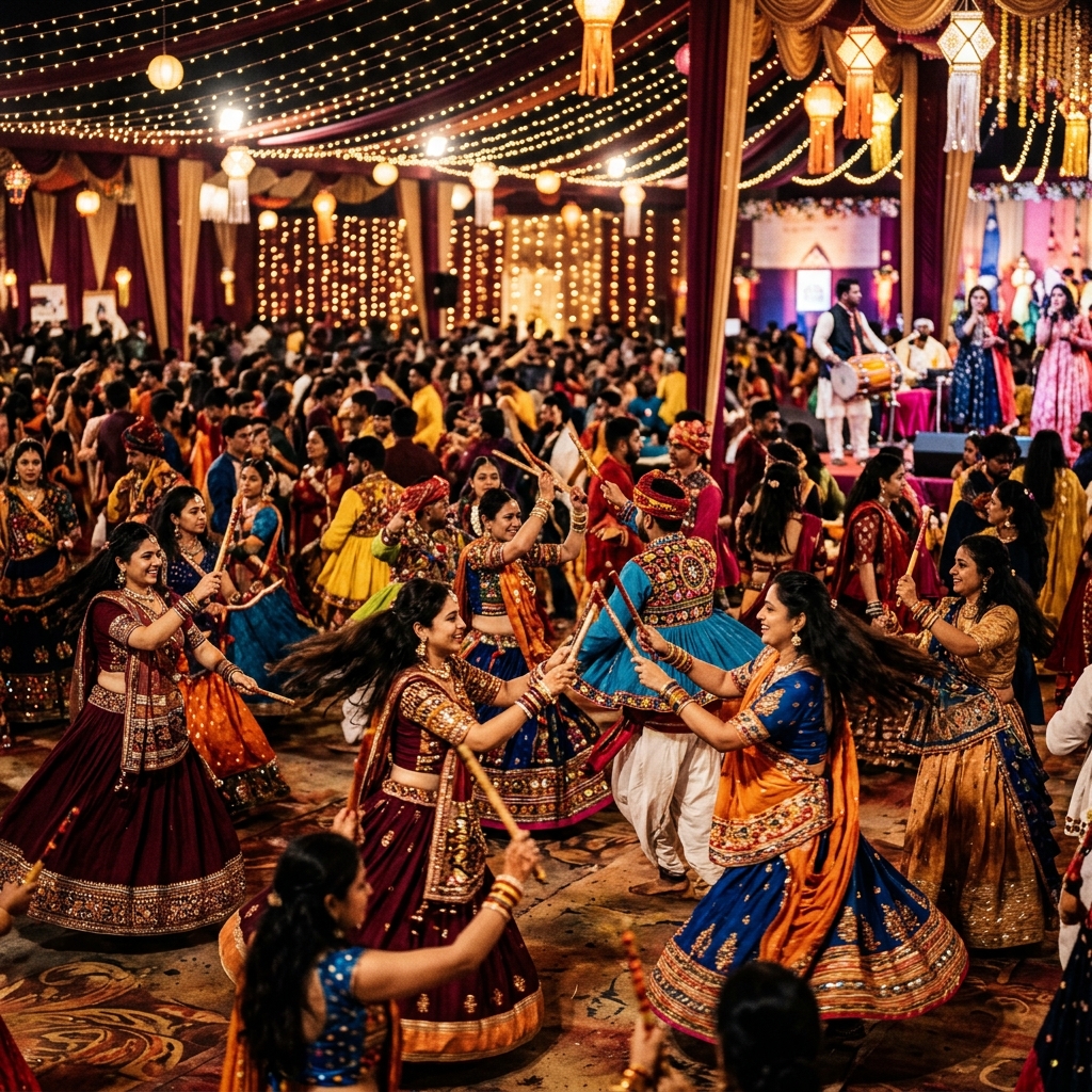 Atmospheric background of Mandavadi Garba celebration in Ahmedabad